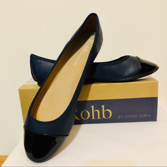 ROHB by Joyce Azria blue/black toe ballet flats - Picture 2 of 10
